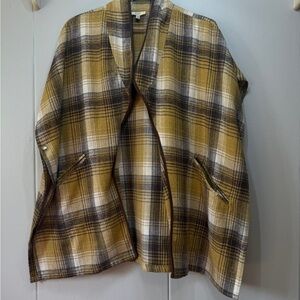 Plaid Open-Front poncho-style Jacket